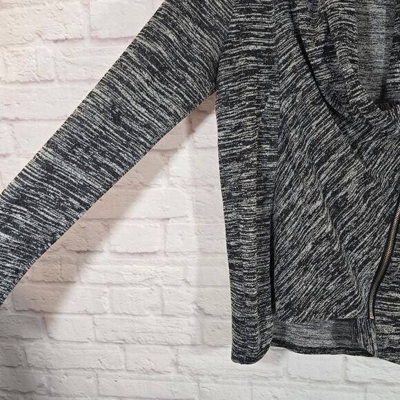 M Hollister Grey Side Zip Cardigan Sweater Jacket Women's Size M Moto Black - Picture 6 of 11